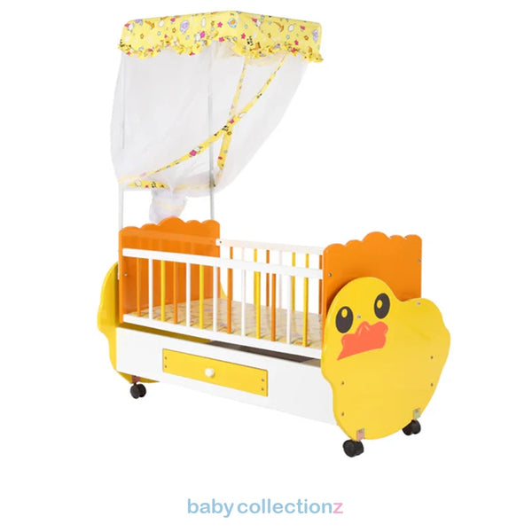 Baby Crib With Storage, Cartoon Character & Covered Net
