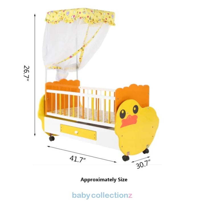 Baby Cot With Storage, Cartoon Character &amp; Covered Net