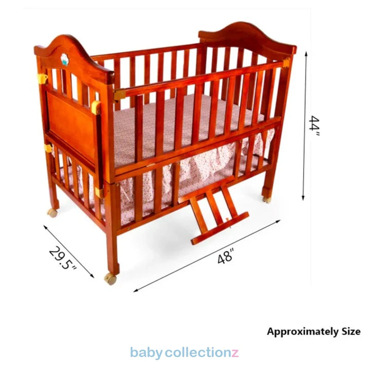 Wooden Baby Cot & Baby Bed With Wheels, Net