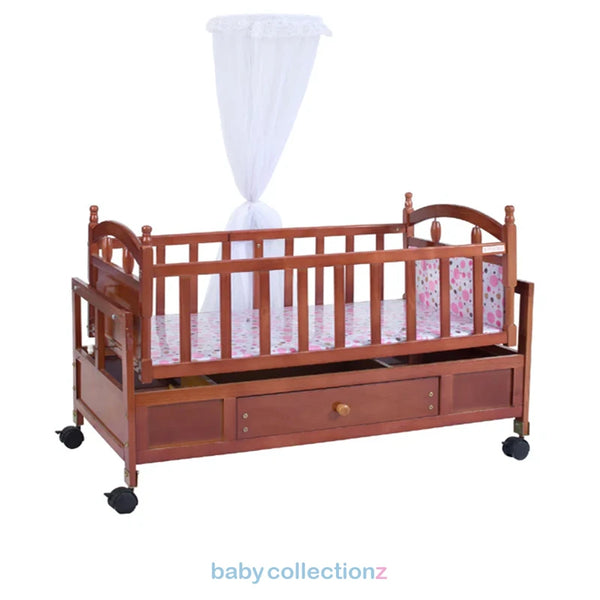 Wooden Baby Cot With Storage Space & Net