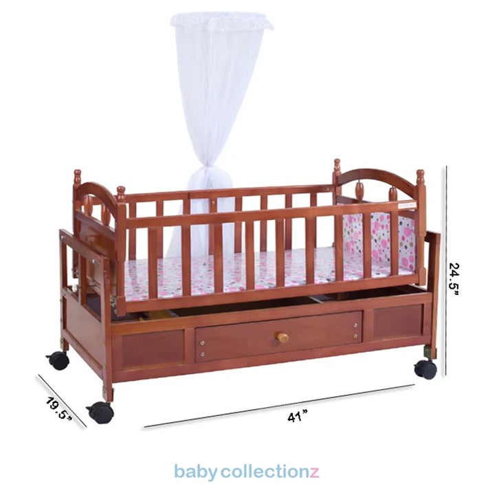 Wooden Baby Cot With Storage Space & Net