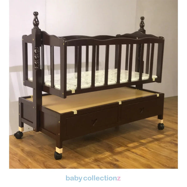 Stylish Wooden Baby Cot with Wheels
