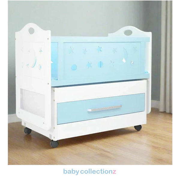 Baby Cot With Storage Space - Moveable Wheels