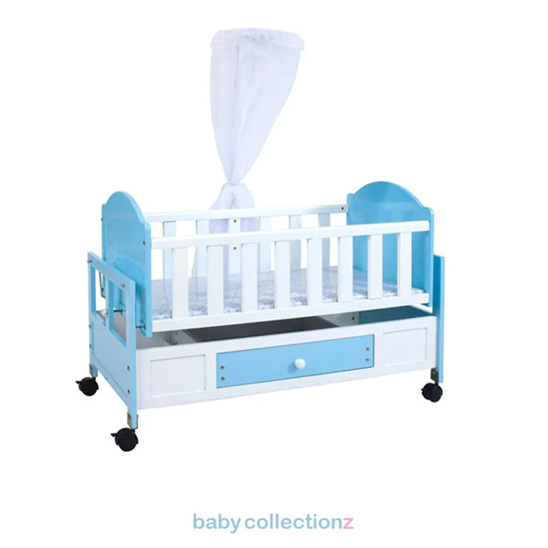  Junior Baby Cot With Wheels, Storage & Net 