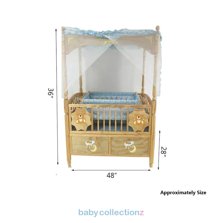Wooden Baby Cot with Covered Net