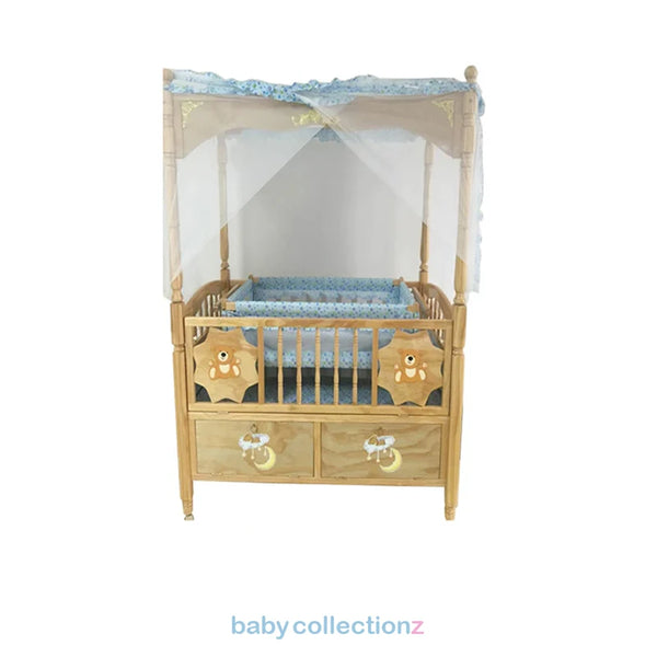 Wooden Baby Cot with Covered Net