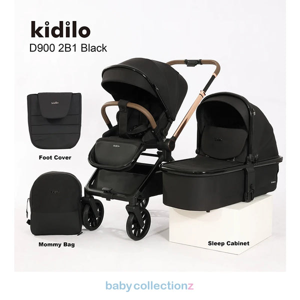 4 In 1 Black Baby Stroller - Kidilo