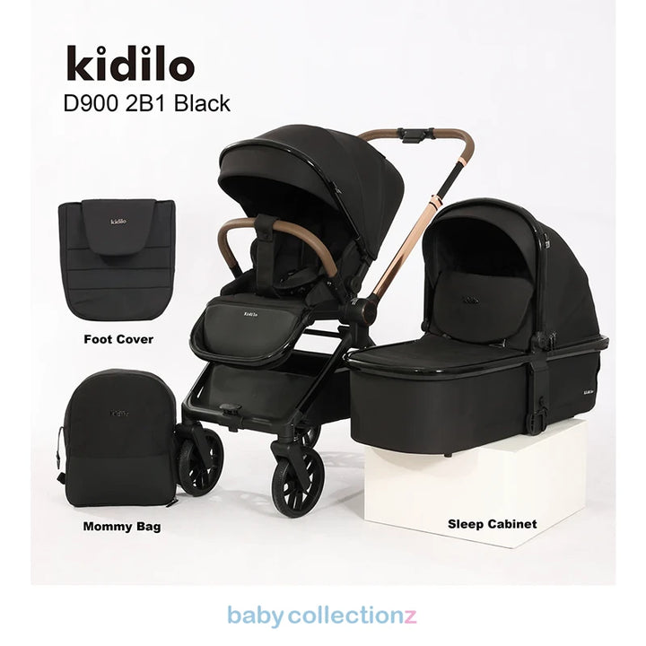 4 In 1 Black Baby Stroller - Kidilo