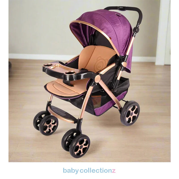 Luxury Foldable Cushioned Baby Stroller with Storage