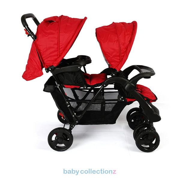 Premium Twin Baby Stroller With Storage & Shade