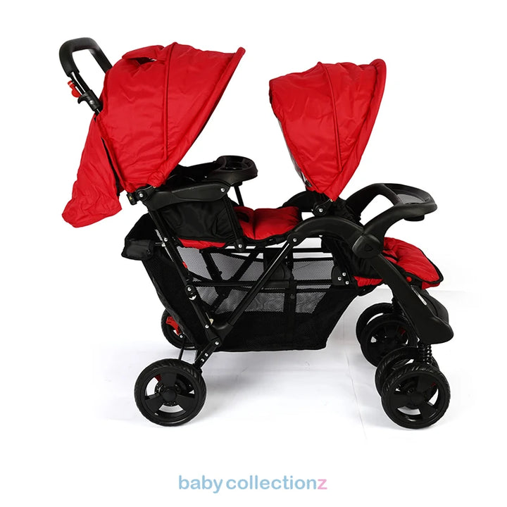 Premium Twin Baby Stroller With Storage & Shade