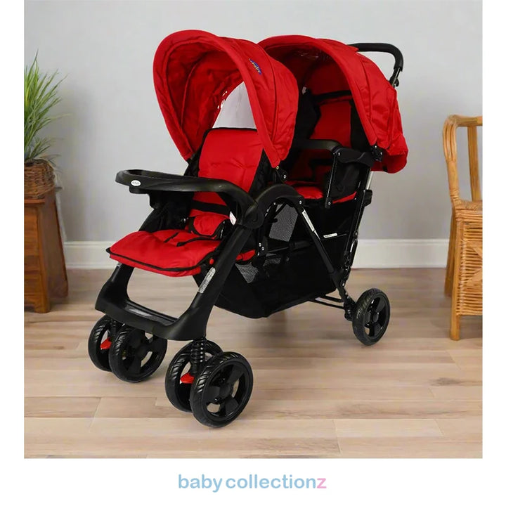Premium Twin Baby Stroller With Storage & Shade