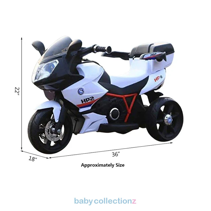 Kids Motor Bike In White & Black