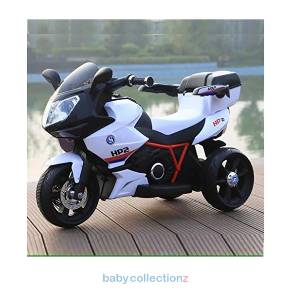Kids Motor Bike In White & Black