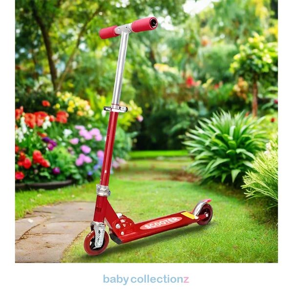 Kids Scooty With Adjustable Handle Bar In Red