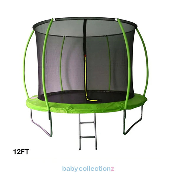 Trampoline Jumping With Safety Net & Steps