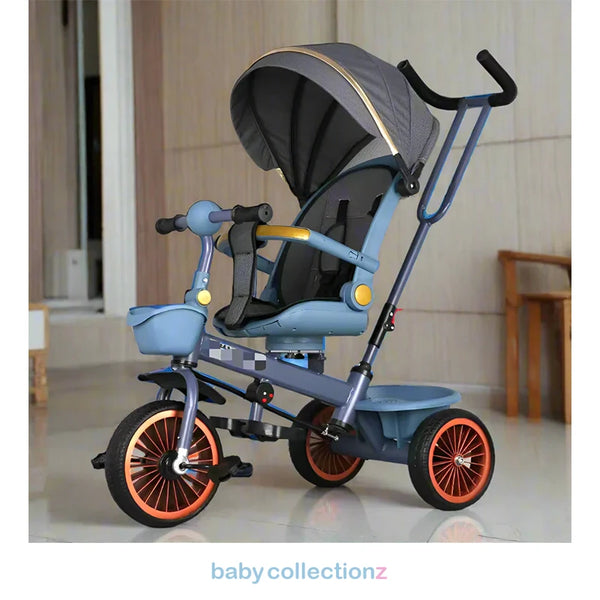2 In 1 Premium Tricycle With Comfy Seat, Handle & Shade