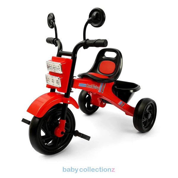 Kids Tricycle In Red With Storage & Side Mirrors