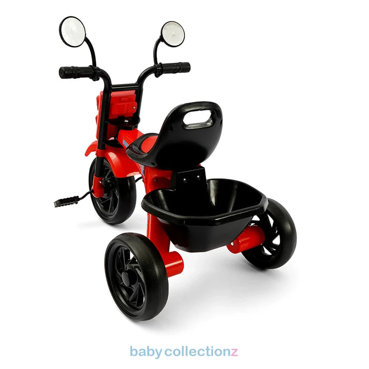 Kids Tricycle In Red With Storage & Side Mirrors