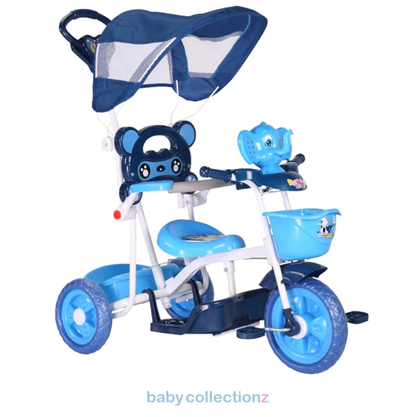 2 In 1 Tricycle In Blue With Sun Shade & Handler