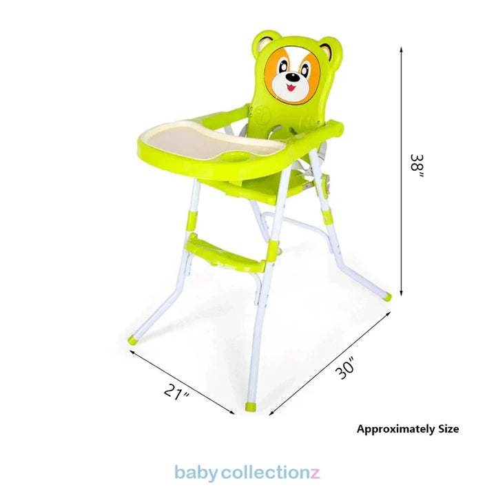 Baby High Chair - Adjustable Footrest - Bear Character face