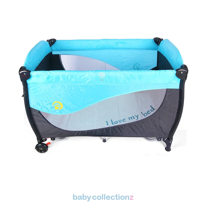 Foldable Playpen In Blue With Net