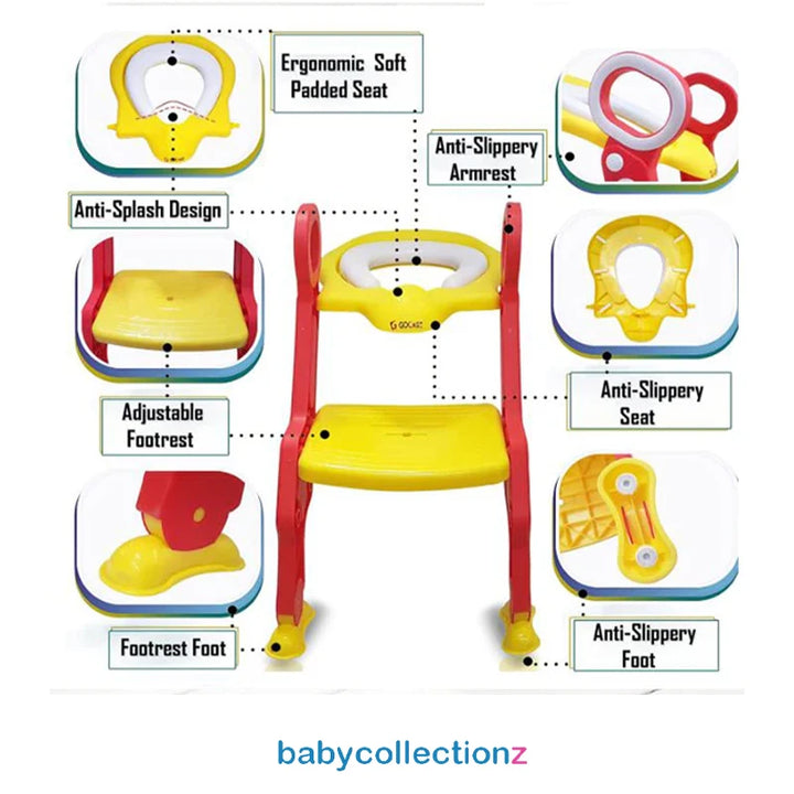 Potty Trainer with steps - Anti Slippery Armrest