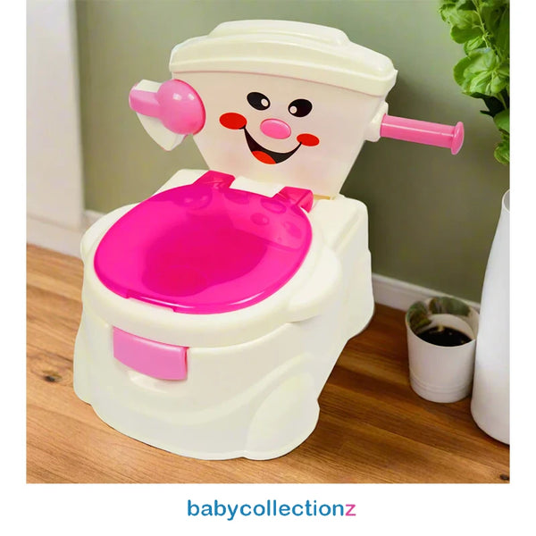 Potty Trainer Seat With Character Face - Toilet Roll Handle - Pink