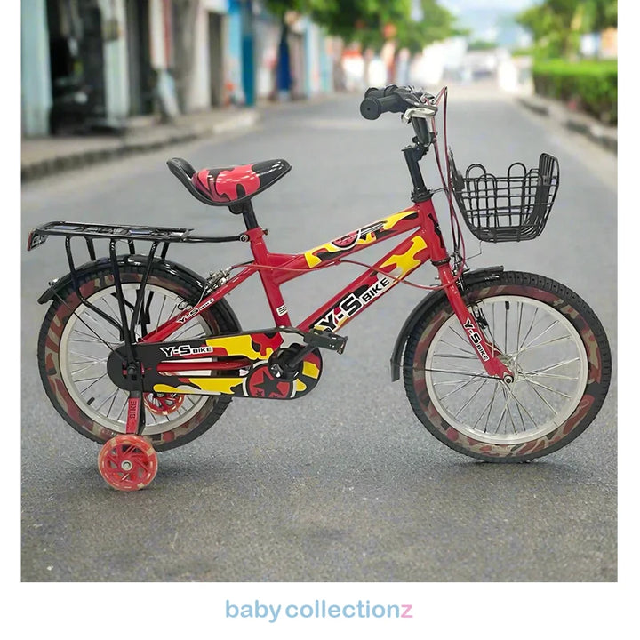 Stylish 16-Inch Red Bicycle With Training Wheels & Basket