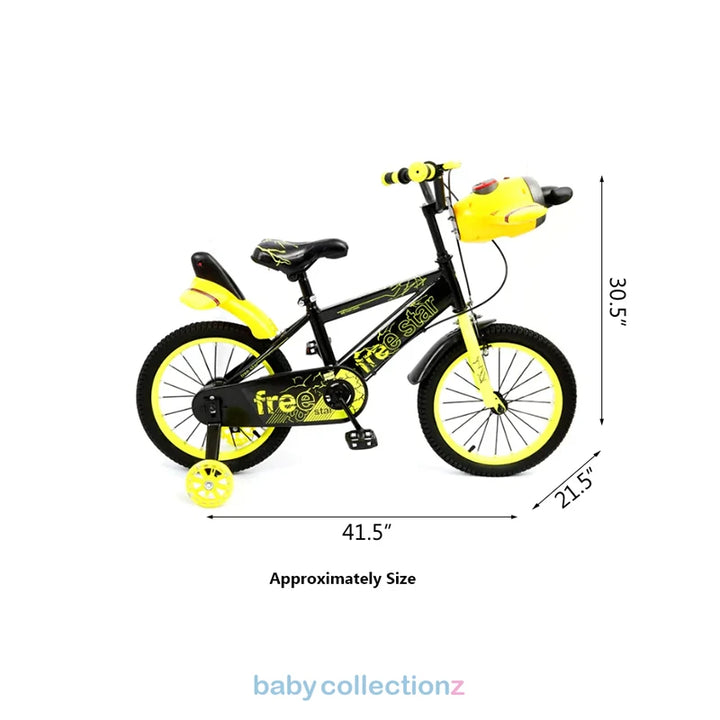 16-Inch Yellow Bicycle With Basket & Training Wheels
