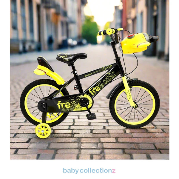 16-Inch Yellow Bicycle With Basket & Training Wheels