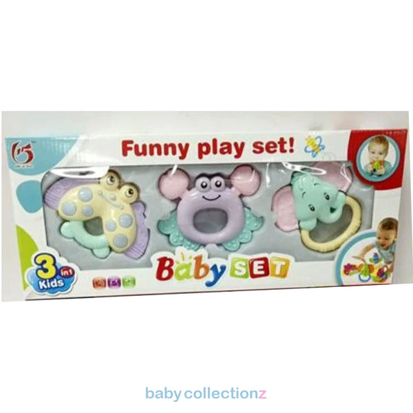  Baby Rattle with 3 Funny Pieces Set